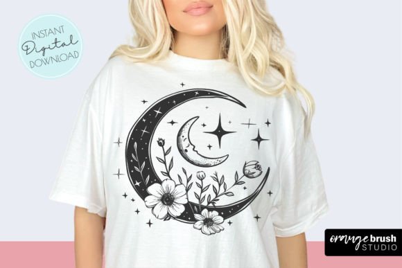 Celestial Moon SVG - Floral Moon PNG Review