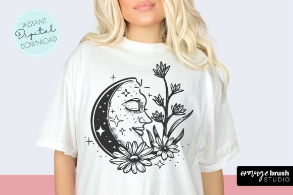 Crescent Moon SVG - Floral Moon PNG Review