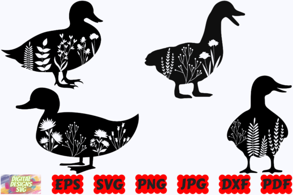 Floral Duck SVG Floral Animal SVG PNG Review