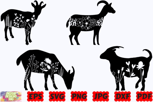Floral Goat SVG Floral Animal SVG PNG Review