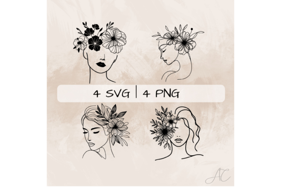 Floral Head SVG Bundle, Woman Face PNG Review