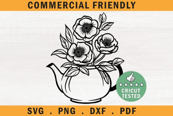 Floral Teapot Svg,farmhouse Flowers Tea Review