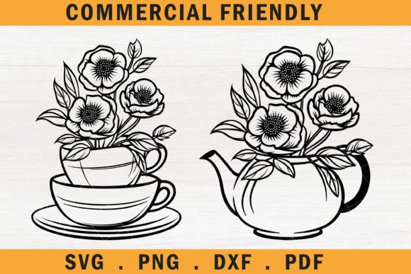 Floral Teapot Svg,farmhouse Teacup Svg Review