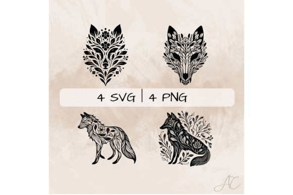 Floral Wolf SVG Bundle, Wolf PNG Review